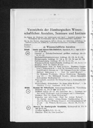 Verzeichnis der Hamburgischen Wissenschaftlichen Anstalten, Seminare und Institute