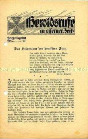 Flugschrift "Heroldsrufe in eiserner Zeit - Kriegsflugblatt Nr.17"