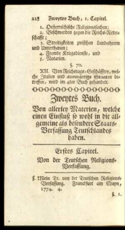 Erstes Capitel. Von der Teutschen Religions-Verfassung.