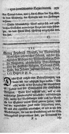 XXI. Philosophische Betrachtungen über die christliche Religion. St.7.