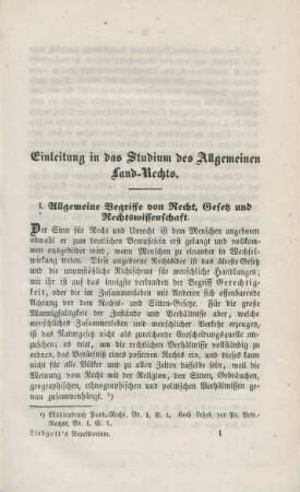 Einleitung in das Studium des Allgemeinen Land-Rechts.