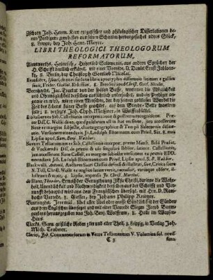 Libri Theologici Theologorum Reformatorum.