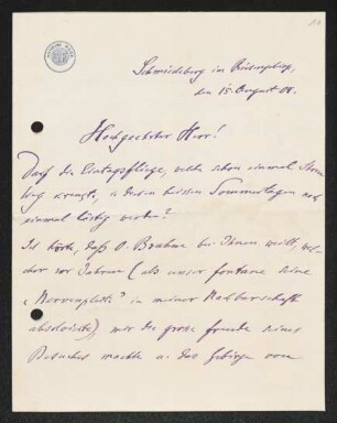 Brief von Georg Friedlaender an Gerhart Hauptmann