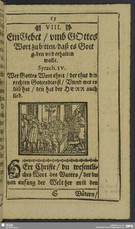 VIII. Gebet, umb Gottes Wort zu bitten