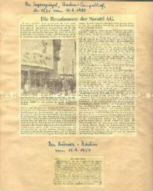 Album mit aufgeklebten Presseberichten und handschriftlichen Notizen aus dem Zeitraum 1946 bis 1950 - Sachkonvolut