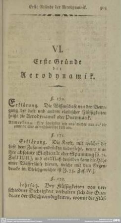 VI. Erste Gründe der Aerodynamik