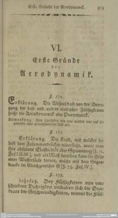 VI. Erste Gründe der Aerodynamik