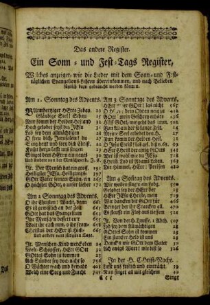 Das andere Register. Ein Sonn- und Fest-Tags Register,[...]