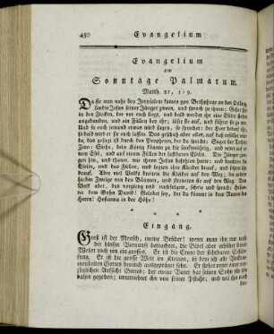 Evangelium am Sonntage Palmarum. - Epistel am grünen Donnerstage.