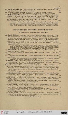 Handzeichnungen bedeutender lebender Künstler (Nr. 409 - 429)