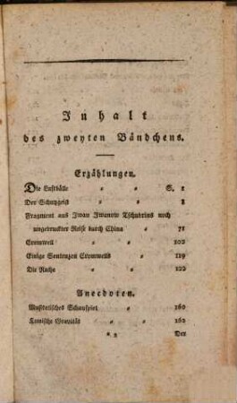 Kleine Romane, Erzählungen, Anecdoten und Miscellen, 2