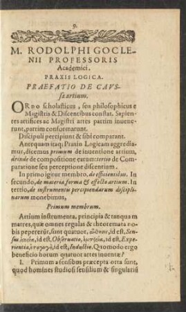 M. Rodolphi Gocleniii Professoris Academici. Praxis Logica.