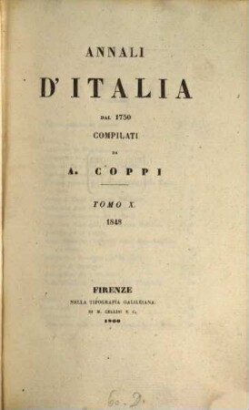 Annali d'Italia dal 1750, 10. 1848