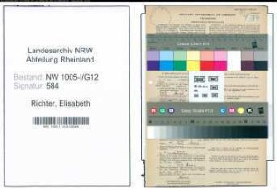 Entnazifizierung Elisabeth Richter , geb. 03.04.1901 (Postfacharbeiterin)