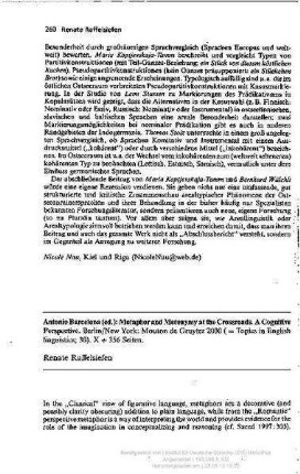 Metapher and metonymy at the crossroads : a cognitive perspective, ed. by Antonio Barcelona, Berlin / New York: de Gruyter, 2000, (Topics in English linguistics ; 30), 356 S.