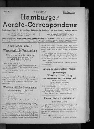 No. 10. 9. März 1913. 16. Jahrgang.