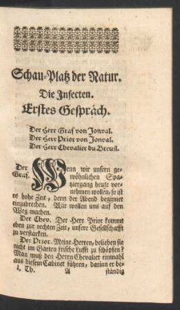 Die Insecten. Erstes Gespraech.