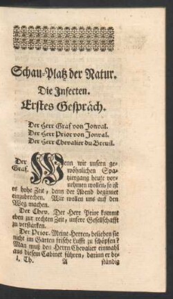 Die Insecten. Erstes Gespraech.
