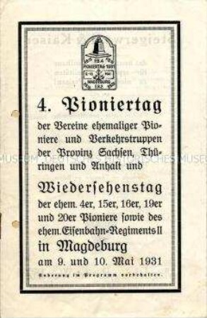 Programm eines Treffens von Vereinen ehemaliger Pioniere aus Sachsen, Thüringen und Anhalt