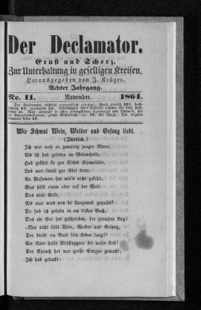 Wie Schmul Wein, Weiber und Gesang liebt.