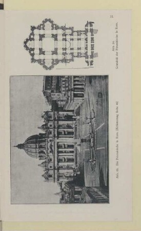 [Abb. 53.-54. Die Peterskirche in Rom und Grundriß der Peterskirche in Rom]
