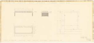 Evangelisches Gymnasium »Zum Grauen Kloster«, Berlin-Wilmersdorf Erweiterungsbau: 2 Ansichten, Grundriss, Detail Geländer (Dach) 1:100, ca. 1:1