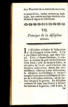 VII. Principes de la discipline militaire.