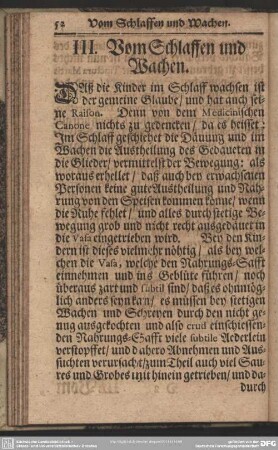 III. Vom Schlaffen und Wachen