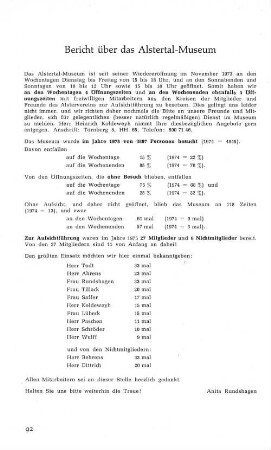 Bericht über das Alstertal-Museum