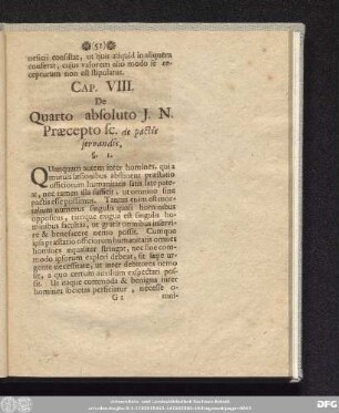 Cap. VIII. De Quarto absoluto I. N. Praecepto sc. de pactis servandis.