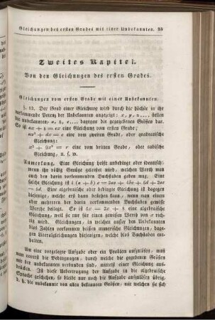 Zweites Kapitel. Von den Gleichungen des ersten Grades.