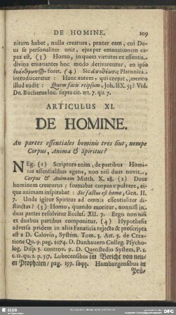 Articulus XI. De Homine