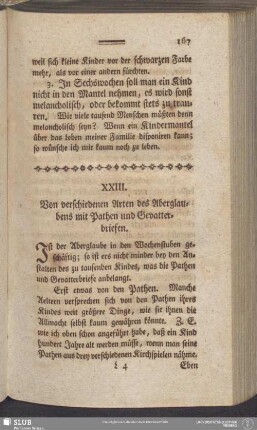 XXIII. Von verschiedenen Arten des Aberglaubens mit Pathen und Gevatterbriefen