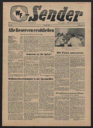 Betriebszeitung 'WF-Sender', Nr.26/1961 (14. Juli 1961)