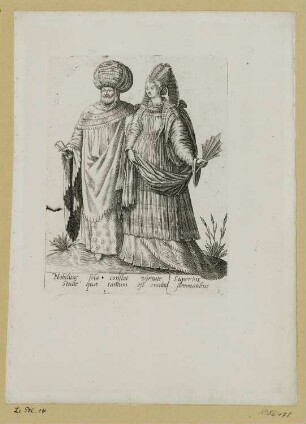 Mann und Frau mit Turban und Fächer, Blatt 3 der Folge "Mascarades"
