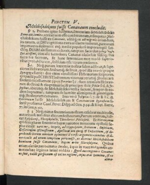 Punctum V. Melchisedekum fuisse Cananaeum concludit.