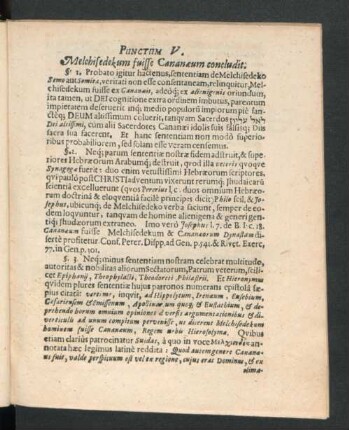 Punctum V. Melchisedekum fuisse Cananaeum concludit.