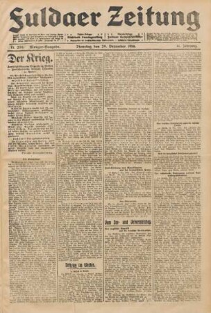 Ausgabe vom Dienstag, den 29. Dezember 1914.