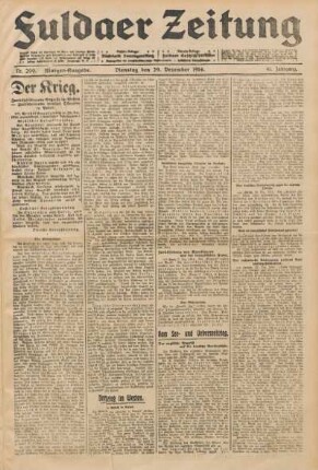 Ausgabe vom Dienstag, den 29. Dezember 1914.