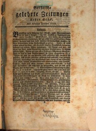 Gothaische gelehrte Zeitungen : auf das Jahr .... 1778, 1778