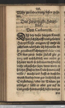Das Zwantzigste Hauptstück. Von Catharren