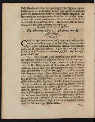 Progressus Ad Caput I. De Onomatologia, Definitione & Divisione
