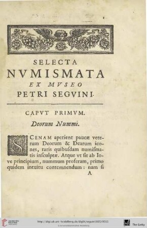 Caput primum: Deorum Nummi