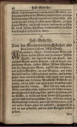IV. Fest-Gebethe.