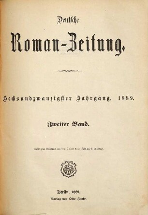 Deutsche Roman-Zeitung. 1889,2 = Jg. 26