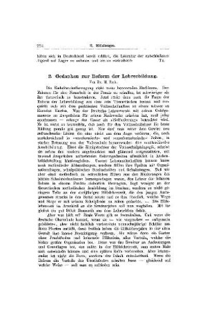 Gedanken zur Reform der Lehrerbildung : [Mitteilungen]