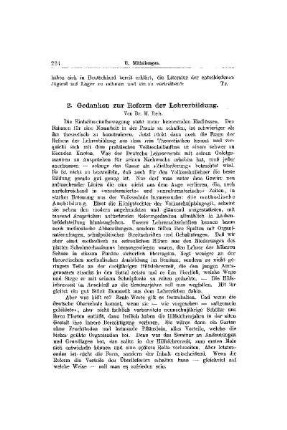 Gedanken zur Reform der Lehrerbildung : [Mitteilungen]