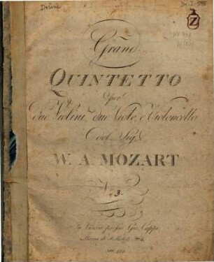 Grand quintetto per due violini, due viole, e violoncello : No. 3