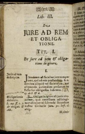 Lib. III. De Iure Ad Rem Et Obligatione