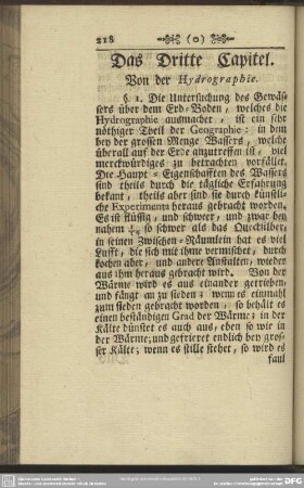 Das Dritte Capitel. Von der Hydrographie